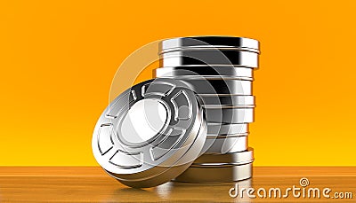 Stack of film reels Stock Photo