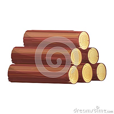 Stack of firewood icon, brown tree trunks Vector Illustration