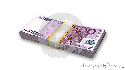 Stack of five hundred Euro bills, money on white Stock Photo