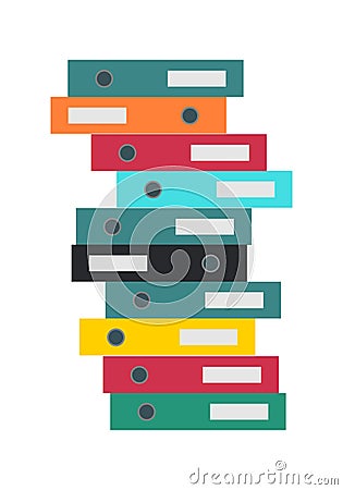Stack of Folders Isolated. Business Document Cases Vector Illustration