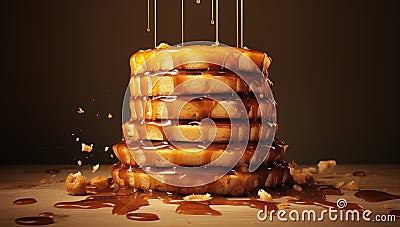 a stack of food with caramel sauce Stock Photo
