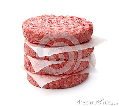 Stack of fresh raw burger patty Stock Photo