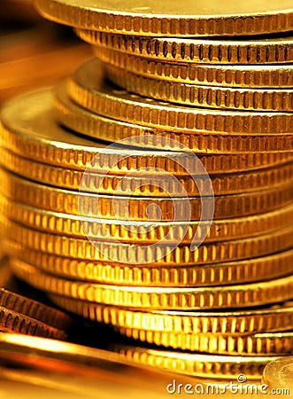 Stack of gold coins Stock Photo