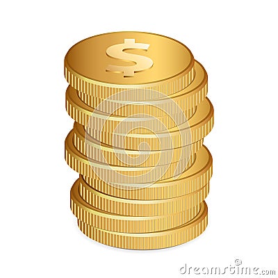 Stack of gold coins. Vector image isolated Vector Illustration