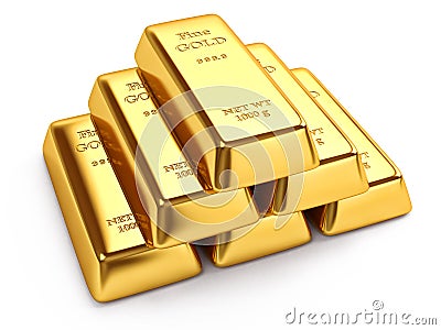 Stack of gold ingots Stock Photo