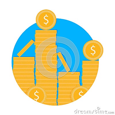 Stack of golden coins icon Vector Illustration