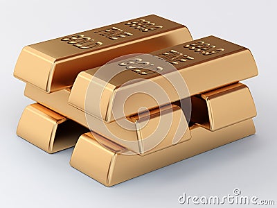 Stack of golden ingots Stock Photo