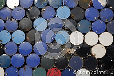 Stack of grunge oil tank barrel background- image Stock Photo