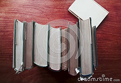 Stack of hard back books Stock Photo