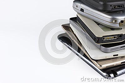 smartphones on white desk Stock Photo