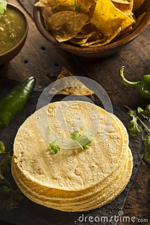 Stack of Homemade Corn Tortillas Stock Photo