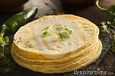 Stack of Homemade Corn Tortillas Stock Photo