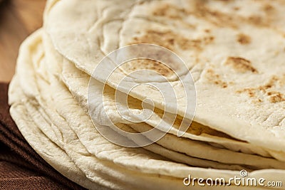Stack of Homemade Flour Tortillas Stock Photo