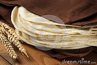 Stack of Homemade Flour Tortillas Stock Photo