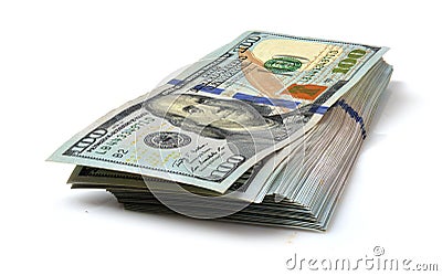 Stack of hundred dollar bills Stock Photo