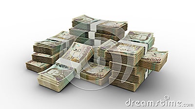 Stack of 5000 Jamaican dollar notes. bundles of banknotes Stock Photo