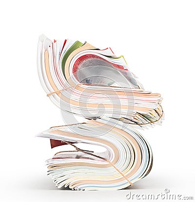 A stack of journals isolated on white Stock Photo