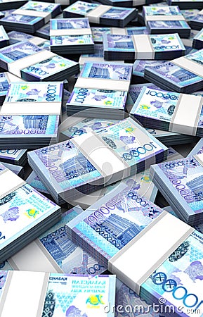 Stack of Kazakh Tenge Stock Photo