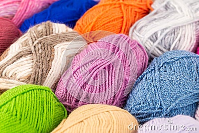 Stack of knitting yarn clews Stock Photo