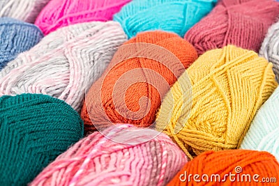 Stack of knitting yarn clews Stock Photo