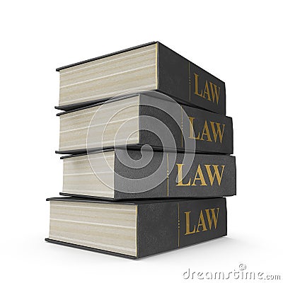 Stack of Law Books on white. 3D illustration Cartoon Illustration