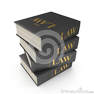 Stack of Law Books on white. 3D illustration Cartoon Illustration