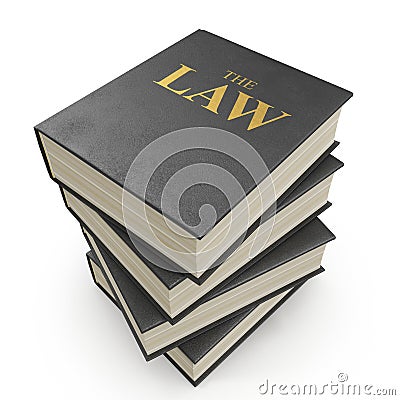 Stack of Law Books on white. 3D illustration Cartoon Illustration
