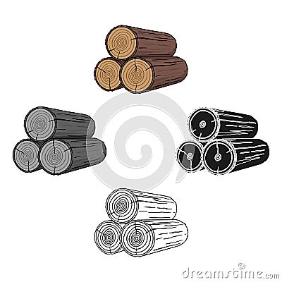 Stack of logs icon in cartoon,black style isolated on white background. Sawmill and timber symbol stock vector Vector Illustration