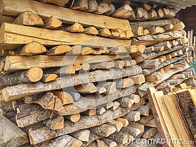 Stack of lumber logs Stock Photo