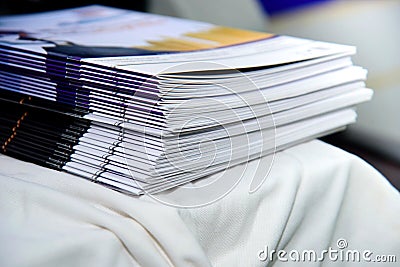 Stack of magazines on a shelf in a bookstore Stock Photo