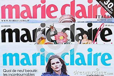 Stack of Marie Clair magazines, international monthly magazine Editorial Stock Photo
