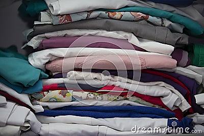 A stack of medically ironed clean Stock Photo