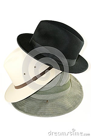 Stack of Mens Hats Stock Photo