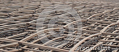 Stack of the metal reinforcement bars mesh for construction Stock Photo
