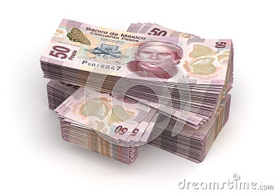 Stack of Mexican Pesos Stock Photo