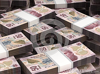 Stack of Mexican Pesos Stock Photo