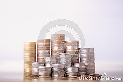 Stack money coin for growing your business. Stock Photo