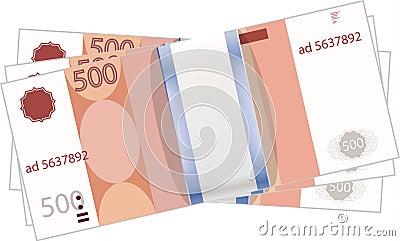 A stack of money. Currency - the ruble Vector Illustration