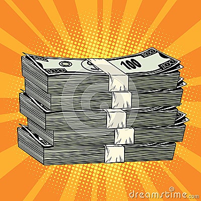 Stack of money dollar pop art retro Vector Illustration