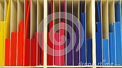 Stack of Multi Color Corrugated Plastic Order as Graph Pattern Background Texture Stock Photo