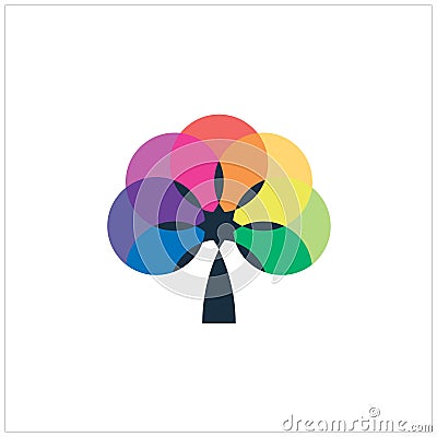 Stack multicolor tree logo design graphic Stock Photo