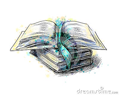 Stack of multi colored books Vector Illustration