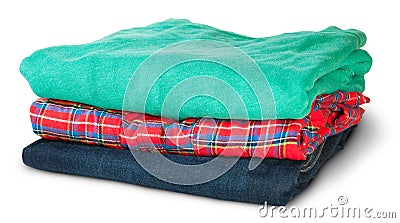 Stack Of Multicolored Casual Clothes Rotated Stock Photo