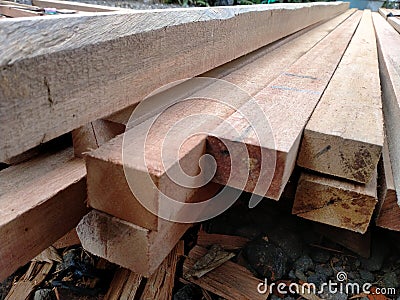 Lumber material for roofing construction Stock Photo