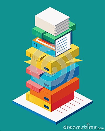 A stack of neatly organized receipts on a table with each receipt being labeled and colorcoded according to its Vector Illustration
