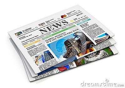 Stack of newspapers Stock Photo