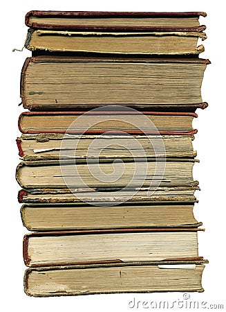 Stack of old aged antique books isolated on white background Stock Photo