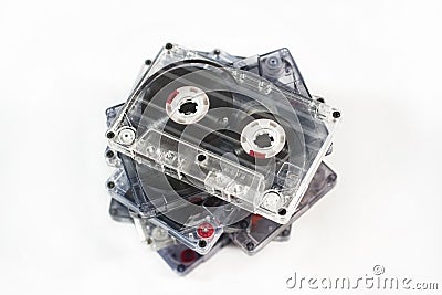 Stack of old audio tapes Stock Photo