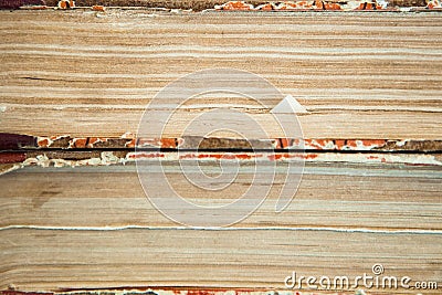 Stack of old books, very close up Stock Photo