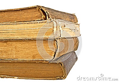 Stack of old books on white background Stock Photo